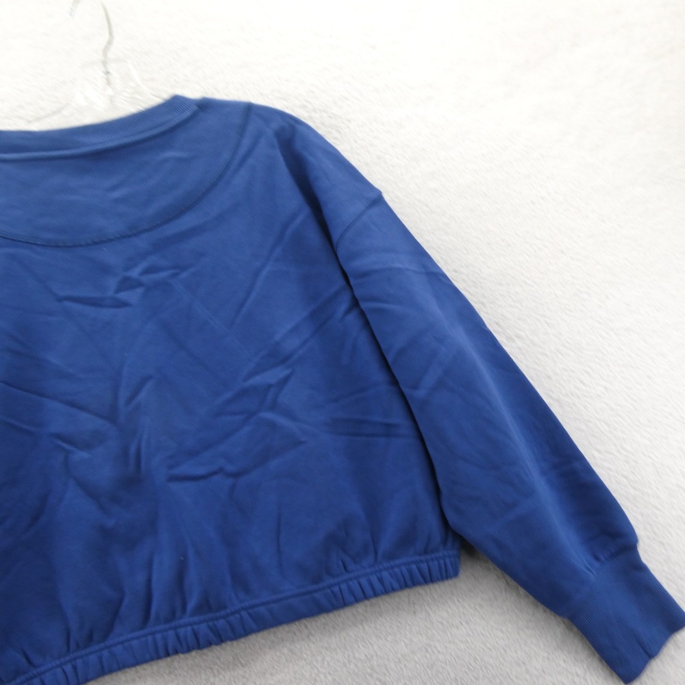 JoyLab Sweatshirt Womens Large Boxy Fit Blue Cropped Elastic Waist Thumbhole New - Picture 9 of 9